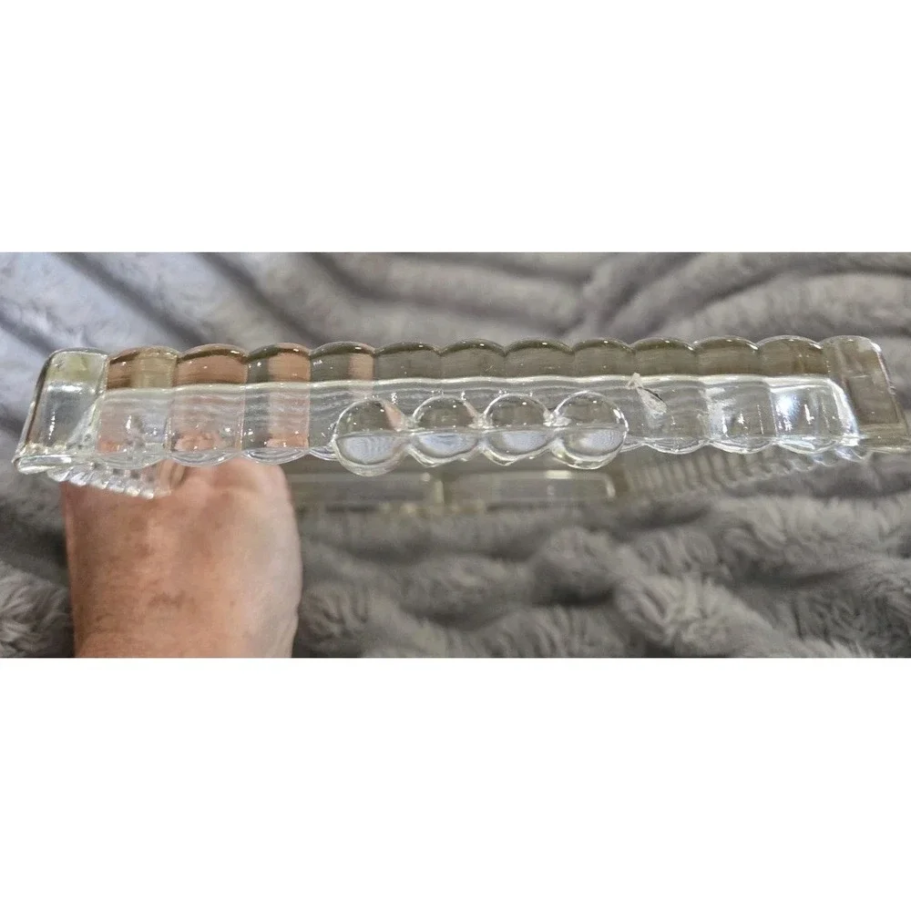 VTG (Set of 11) Hazel Atlas Ball & Rib Glass Snack, Sip & Smoke Luncheon Tray